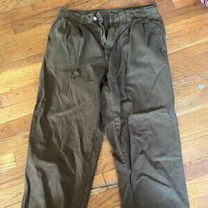 Los Angeles Apparel Cotton Twill Pants Size 29 Womens Olive Green Pleated